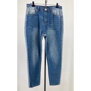 Nasty Gal Womens Jeans High Rise Straight Leg Cropped Contrast Panels Size 6